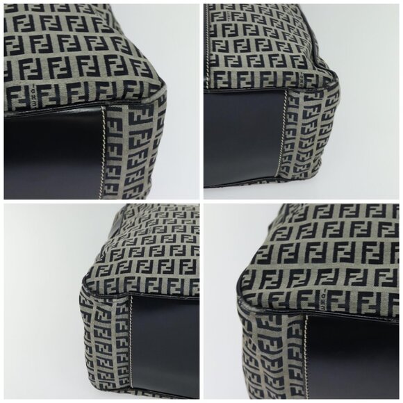 FENDI Zucchino Canvas Hand Bag Navy Silver Auth - Picture 16 of 16